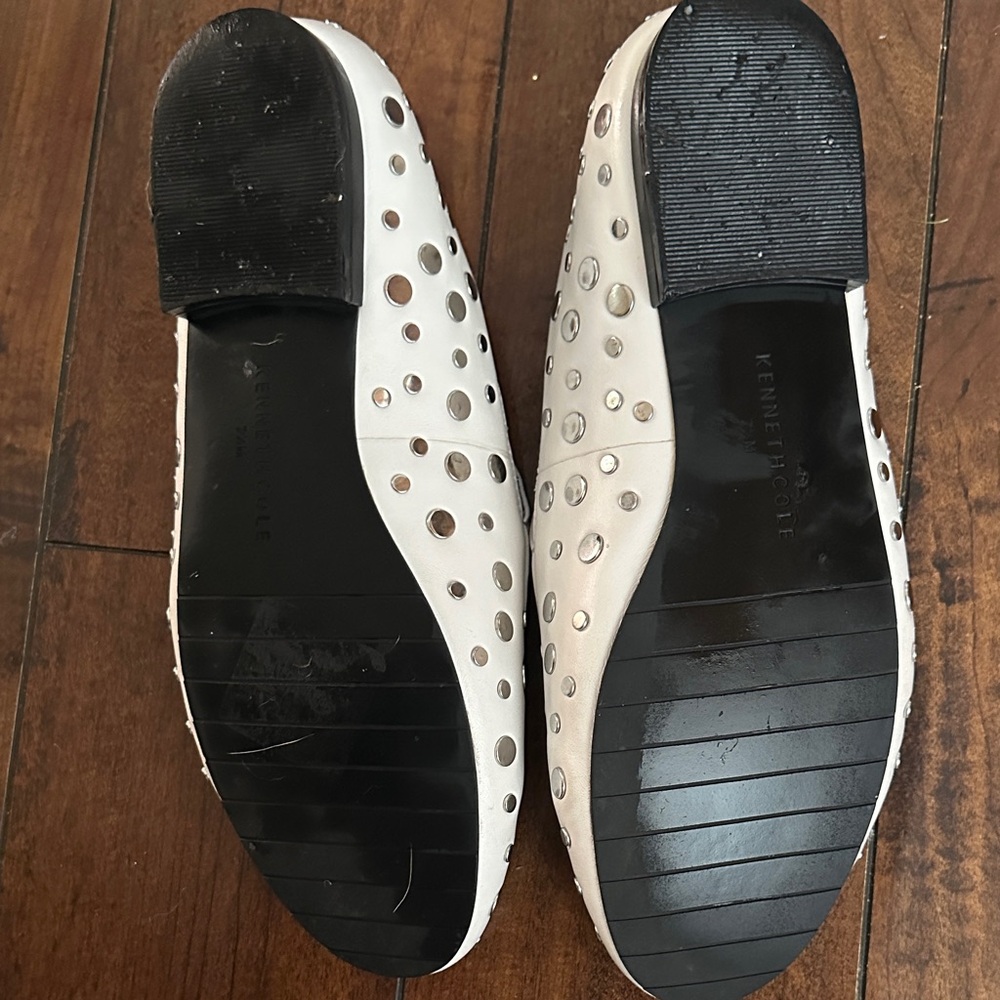 Kenneth Cole White Studded Leather Slip-On Loafers - Picture 5 of 12